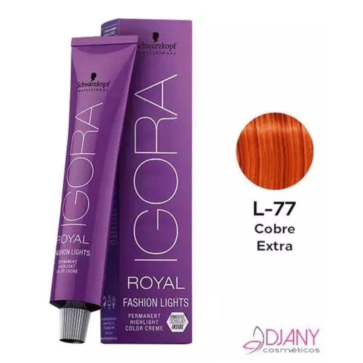 Schwarzkopf Igora Royal Fashion Lights Permanent Highlight Color Creme with Fibrebond Technology L77 Copper Extra