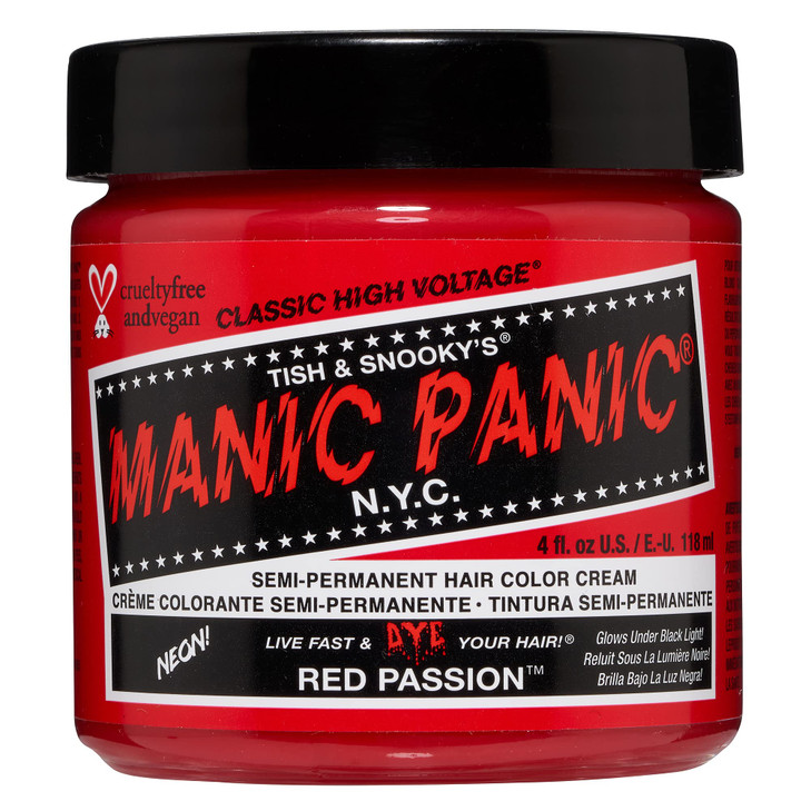 MANIC PANIC Classic Red Passion Semi Permanent Hair Color Medium Cherry Red Hair Dye for Women Men That Lasts 46 Weeks V