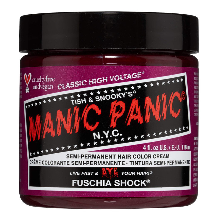 MANIC PANIC Classic Fuschia Shock Semi Permanent Hair Color Dark Pink Hair Dye for Women Men That Lasts 46 Weeks Vegan A