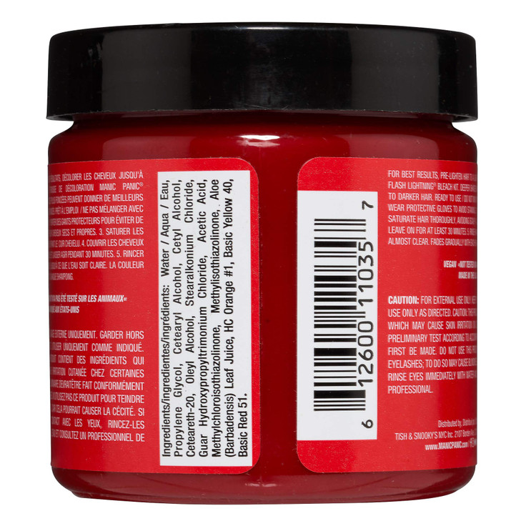 MANIC PANIC Classic Rock N Roll Red Semi Permanent Hair Color Warm Medium Red Hair Dye for Women Men That Lasts 46 Weeks