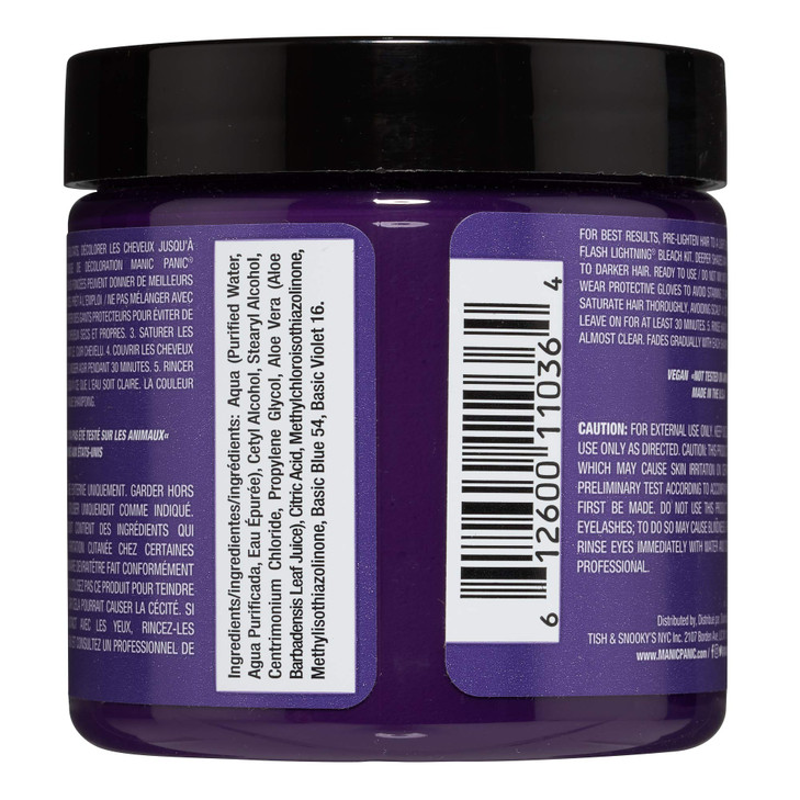 MANIC PANIC Classic Electric Amethyst Semi Permanent Hair Color Bright Purple Hair Dye for Women Men That Lasts 46 Weeks