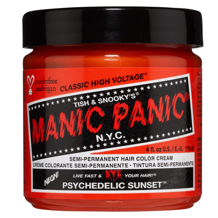 MANIC PANIC Classic Psychedelic Sunset Semi Permanent Hair Color Neon Orange Hair Dye for Women Men That Lasts 46 Weeks