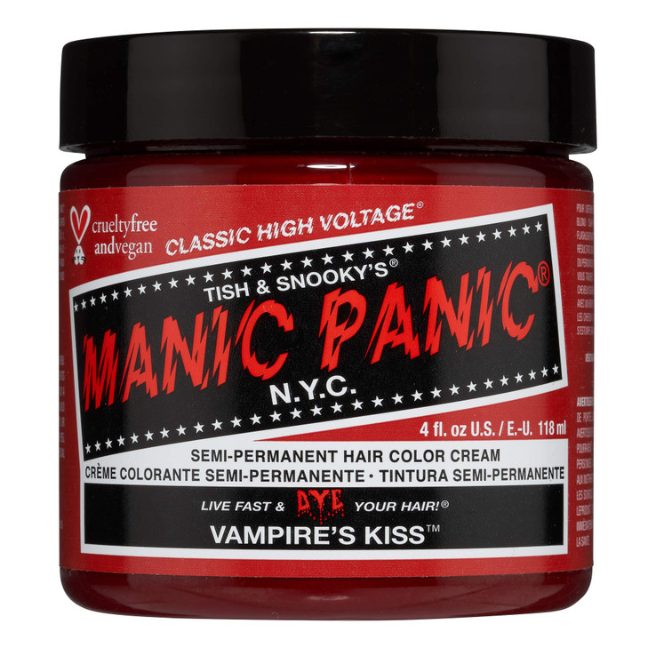 MANIC PANIC Classic Vampires Kiss Semi Permanent Hair Color Medium Red Hair Dye for Women Men That Lasts 46 Weeks Vegan
