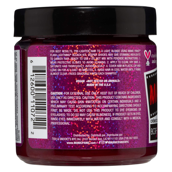 MANIC PANIC Classic Pink Warrior Semi Permanent Hair Color Medium Neon Pink Hair Dye for Women Men That Lasts 46 Weeks V