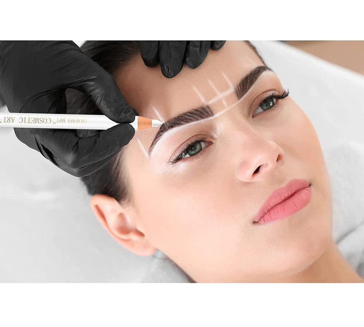 White Color Microblading Eyebrow Peeloff Pencil Soft Coloured White Pencil WaterProof Marker Liner Pen 10 Pack