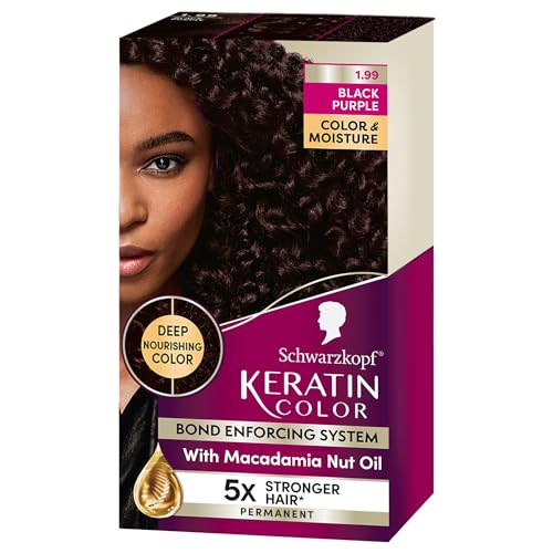 Schwarzkopf Keratin Color Permanent Hair Color 199 Black Purple 1 Application Professionally Inspired Permanent Hair Dye