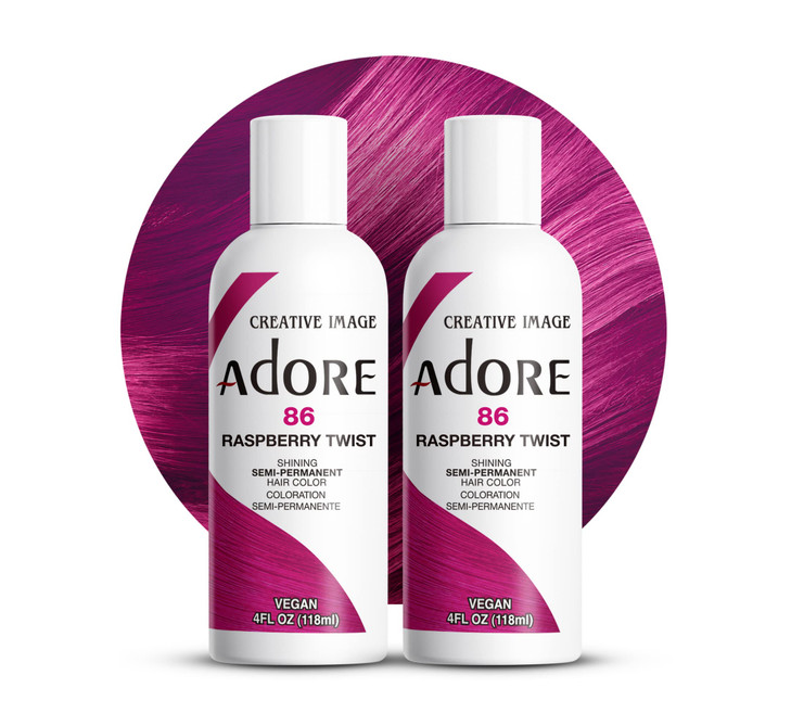 Adore Semi Permanent Hair Color 086 Raspberry Twist 2 Pack Vegan CrueltyFree Pink Hair Dye No Ammonia No Peroxide No Alc
