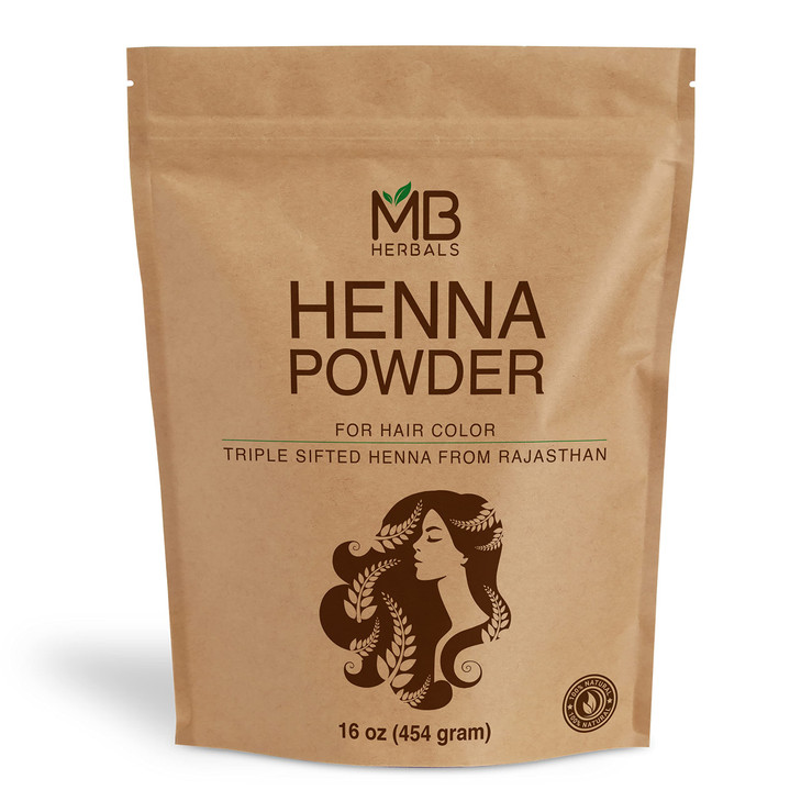 MB Herbals 100 Natural Pure Henna Powder 454 Gram 16 oz 100 LB For Natural OrangeRed Hair Color Triple Sifted Raw NonRad