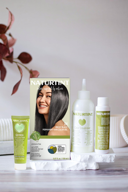 Naturtint 1N Ebony Black Permanent Hair Color Pack of 1 Ammonia Free Vegan Cruelty Free up to 100 Gray Coverage Long Las
