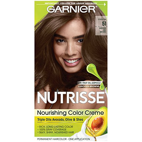 Garnier Nutrisse Nourishing Hair Color Creme 51 Medium Ash Brown Cool Tea Packaging May Vary