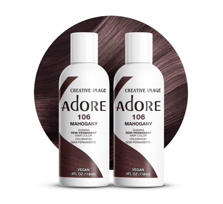 Adore Semi Permanent Hair Color 106 Mahogany 2 Pack Vegan CrueltyFree Brown Hair Dye No Ammonia No Peroxide No Alcohol 4