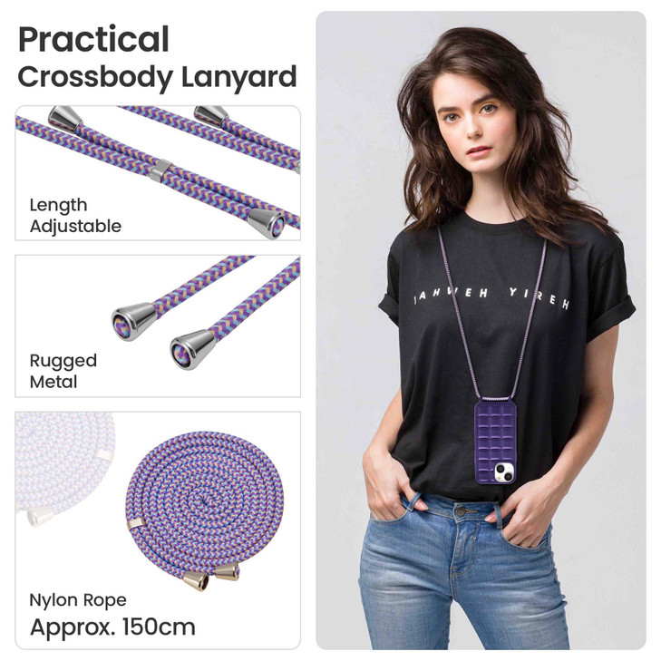 ZCDAYE for iPhone 13/iPhone 14 Case with Strap, Soft Silicone Case with Crossbody Phone Lanyard, Adjustable Neck Shoulder Strap Women Men Shockproof