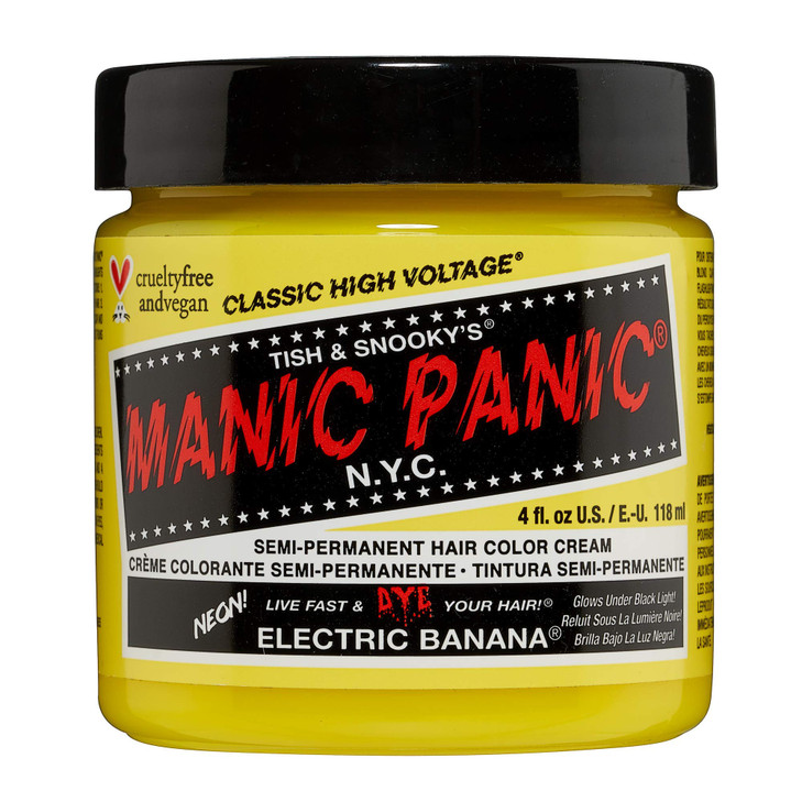 MANIC PANIC Classic Electric Banana Semi Permanent Hair Color Bright Neon Yellow Hair Dye for Women Men That Lasts 46 We