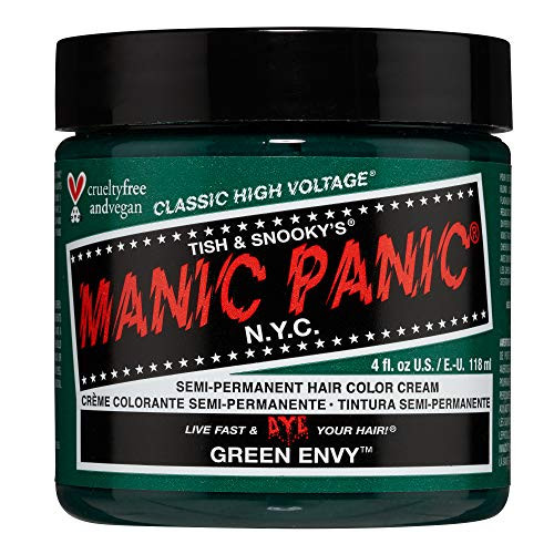 MANIC PANIC Classic Green Envy Semi Permanent Hair Color Emerald Green Hair Dye for Women Men That Lasts 46 Weeks Vegan