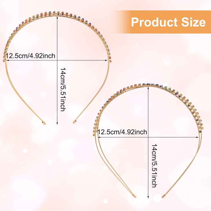 KIKOOD 2pcs Double Rows Crystal Rhinestones Fashion Headbands Small Silver Rhinestone Headband Wedding Party Hair Hoop Band Hairband for Women Washin