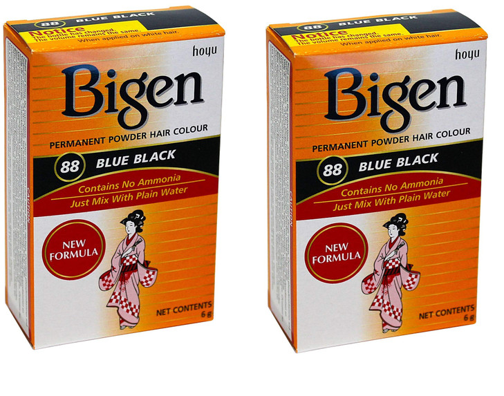 Bigen Permanent Powder Hair Color 88 Blue Black 1 ea Pack of 2