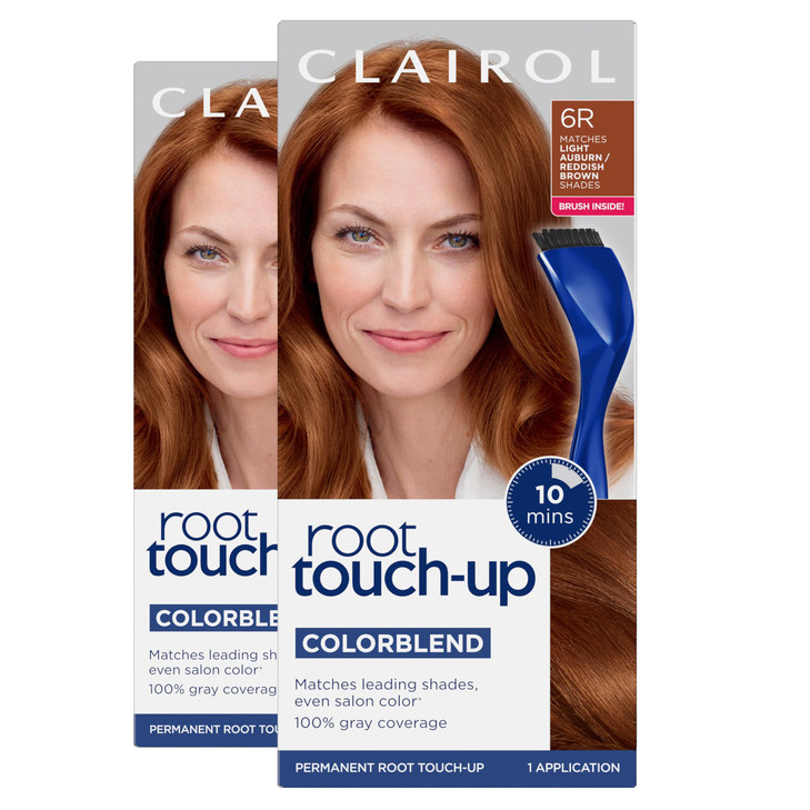 Clairol Root TouchUp by Nicen Easy Permanent Hair Dye 6R Light AuburnReddish Brown Hair Color Pack of 2