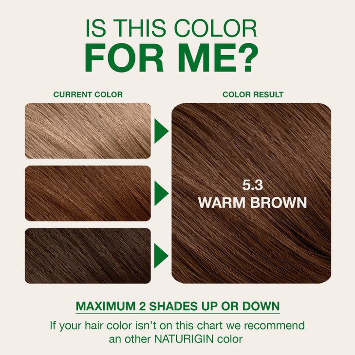 Naturigin Permanent Hair Color 53 Warm Brown Ammonia Free 100 Gray Coverage Nourishing Natural Formula For All Hair Type