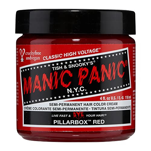 MANIC PANIC Classic Pillarbox Red Semi Permanent Hair Color True Red Hair Dye for Women Men That Lasts 46 Weeks Vegan Am