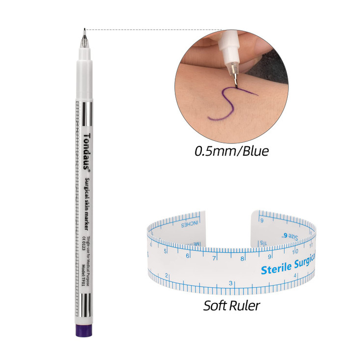 JimKing 10pcs Tattoo Marker Pen Surgical Microblading Marker Pen with Paper Ruler Waterproof Disposable Tattoo Marker fo