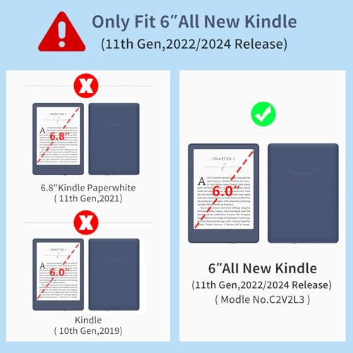 Clear Kindle Case for 6" Kindle 11th Generation 2022 and 2024 Release - TPU Back Cover, Lightweight Slim Soft Clear Kindle Cover for 6 inch Kindle 20