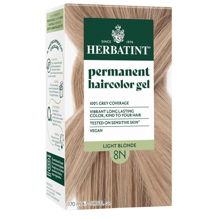 Herbatint Permanent Hair Dye For Women 8N Light Blonde For Up To 100 Gray Coverage of Resistant Gray Hair AmmoniaFree Al