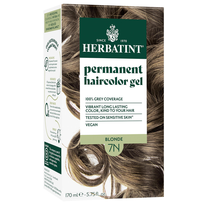 Herbatint Permanent Hair Dye For Women 7N Blonde For Up To 100 Gray Coverage of Resistant Gray Hair AmmoniaFree AlcoholF