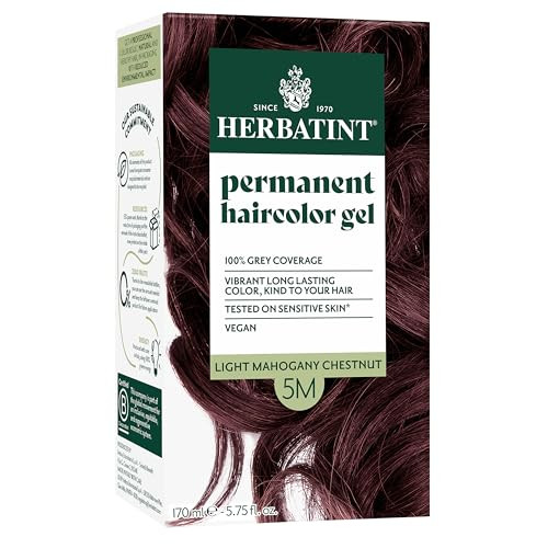 Herbatint Permanent Hair Dye For Women 5M Light Mahogany Chestnut For Up To 100 Gray Coverage of Resistant Gray Hair Amm