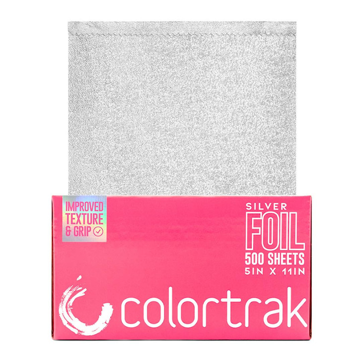 Colortrak Embossed Sheets Silver Aluminum Foil Popup Dispenser 500 Precut Sheets Nonslip Textured for Hair Foil Coloring
