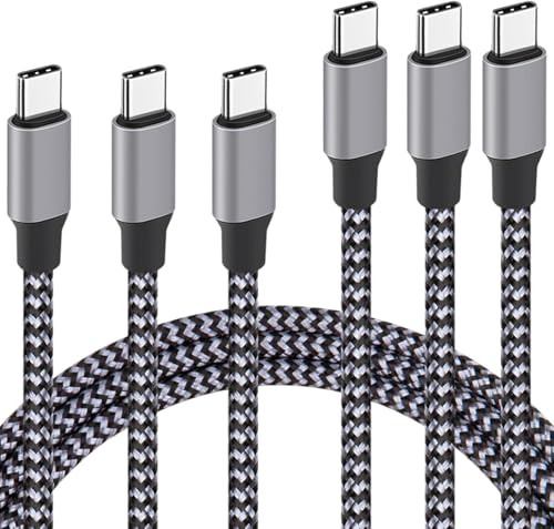 YUNSONG USB C Cable, 3Pack 6FT USB c to USB c Cable Nylon Braided Type C PD 60W Fast Charging for iPhone 17 16 15 iPad mini 6 and More