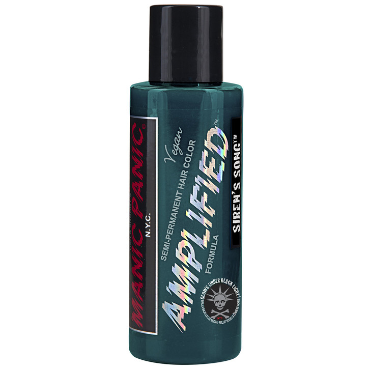 MANIC PANIC Sirens Song Hair Color Amplified Semi Permanent Hair Dye Neon Blue Green Color Glows in Blacklight Vegan PPD