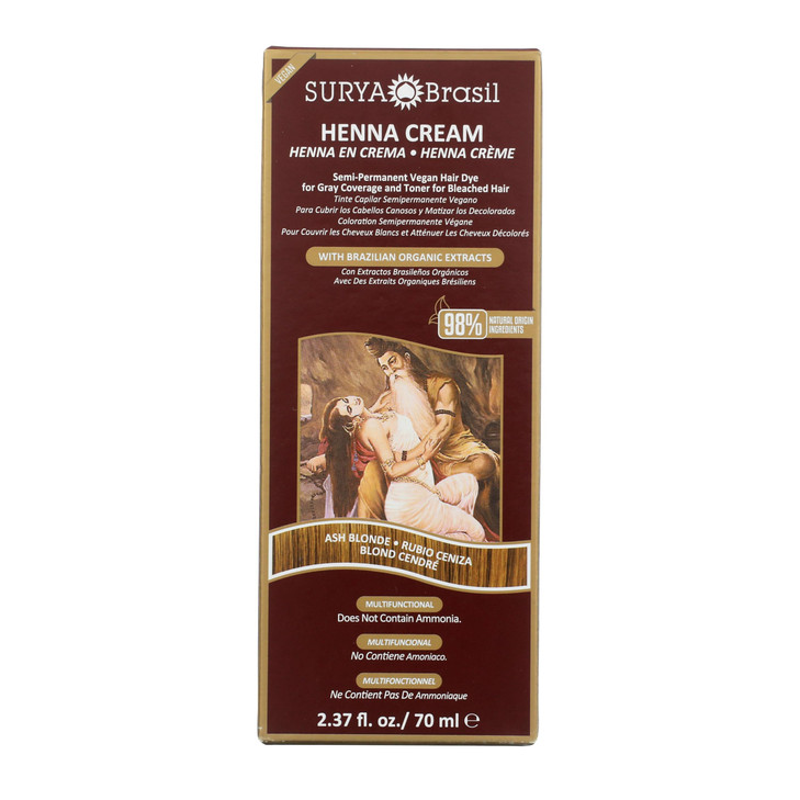 Surya Brasil Henna Cream Ash Blonde 98 Natural Ingredients Vegan CrueltyFree EcoFriendly SemiPermanent Hair Color Deep H