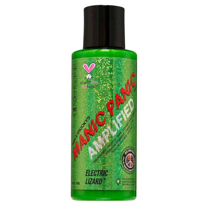 MANIC PANIC Electric Lizard Hair Color Amplified Semi Permanent Hair Dye Bright Neon Green Hair Color Glows In Blackligh