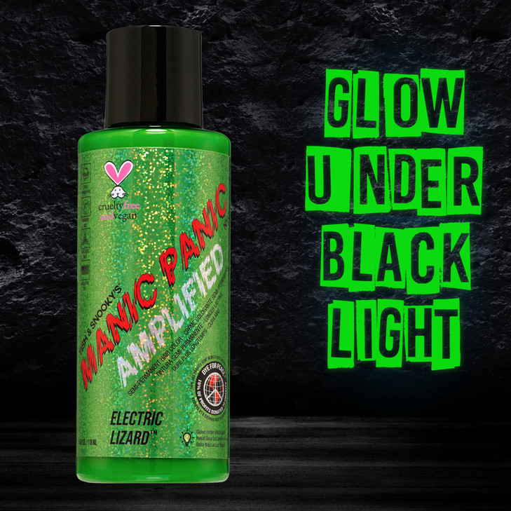 MANIC PANIC Electric Lizard Hair Color Amplified Semi Permanent Hair Dye Bright Neon Green Hair Color Glows In Blackligh