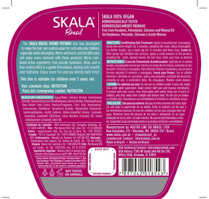 SKALA Expert Creme de Tratamento 2 em 1 Crespinho Divino 1 Kg Divine Little Curls 2 in 1 Treatment Cream Net 3381 Oz