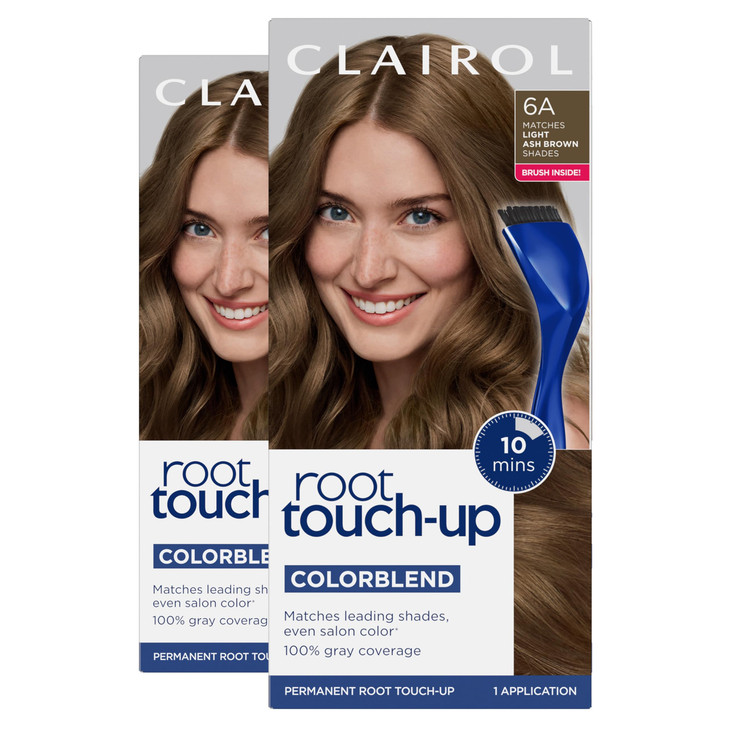 Clairol Root TouchUp by Nicen Easy Permanent Hair Dye 6A Light Ash Brown Hair Color Pack of 2