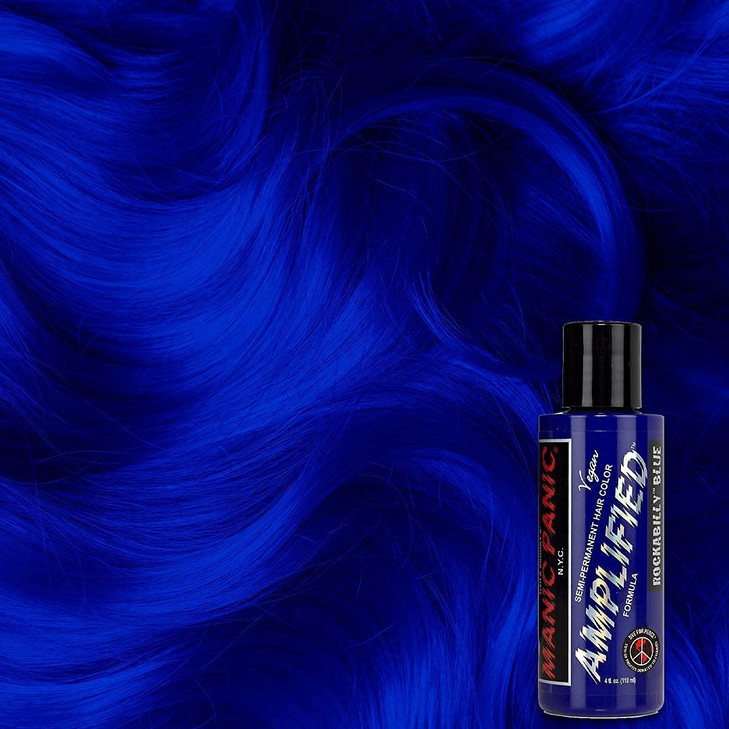 MANIC PANIC Rockabilly Blue Hair Dye Amplified Semi Permanent Strongest True Neutral Blue Hair Color For Dark or Light H