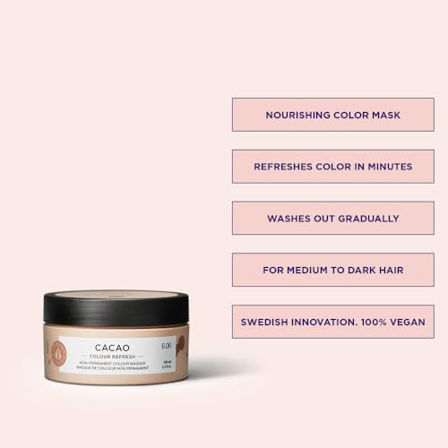 Maria Nila Colour Refresh Cacao 34 Fl Oz Brown Hair mask SemiPermanent Pigments 100 Vegan SulfateParaben free