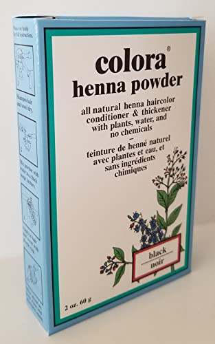 Colora Henna Powder Hair Color Black 2 Ounce 59ml 3 Pack