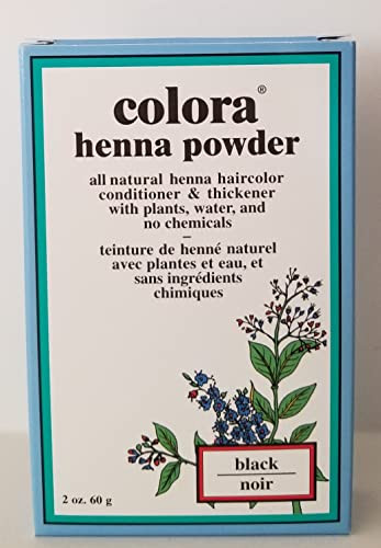Colora Henna Powder Hair Color Black 2 Ounce 59ml 3 Pack
