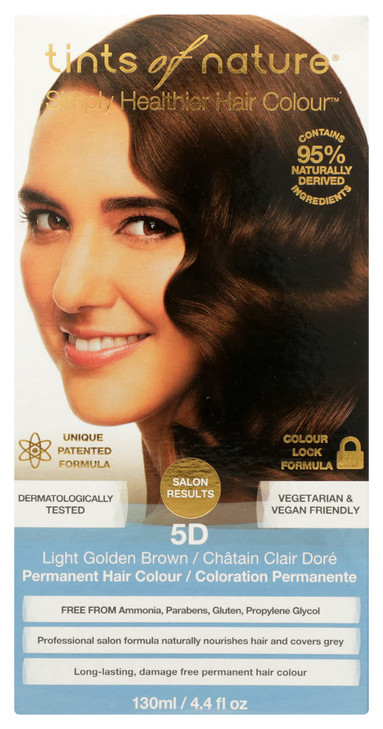 Tints of Nature Organic Light Golden Brown Permanent Hair Colour 5D Natural 44 Fluid Ounce Pack of 1
