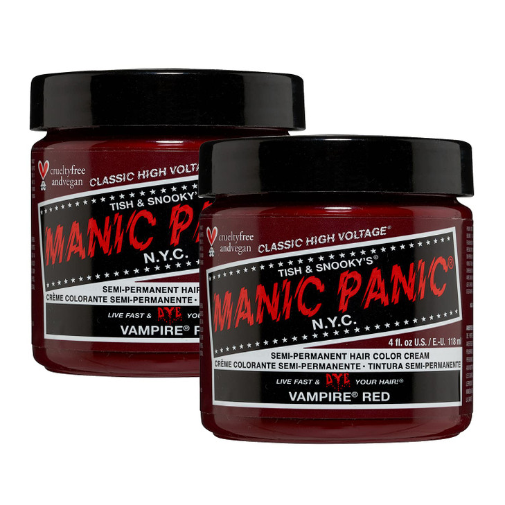 MANIC PANIC Classic Vampire Red Semi Permanent Hair Color Deep Blood Red Hair Dye for Women Men That Lasts 46 Weeks Vega