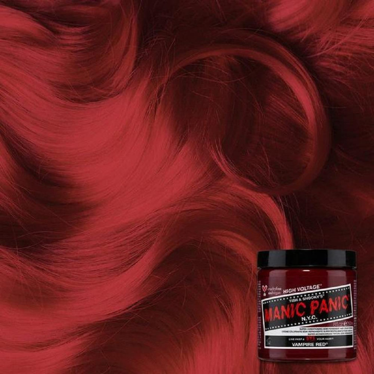 MANIC PANIC Classic Vampire Red Semi Permanent Hair Color Deep Blood Red Hair Dye for Women Men That Lasts 46 Weeks Vega