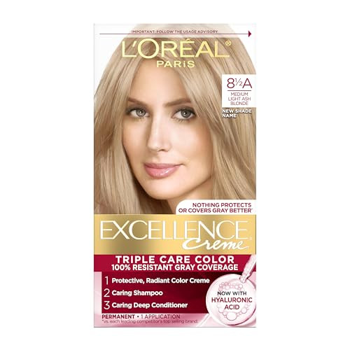 LOreal Paris Excellence Crme Permanent Hair Dye Triple Care Hair Color with Hyaluronic Acid for 100 Gray Coverage 85A Me