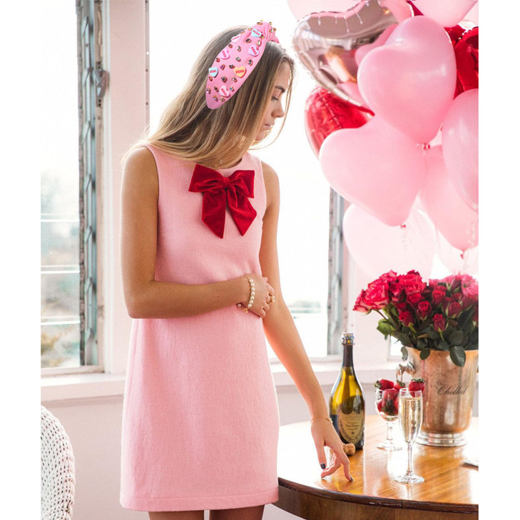 CEALXHENY Valentine's Day Headband for Women XOXO Love Massage Heart Headband Red Pink (1 Count)