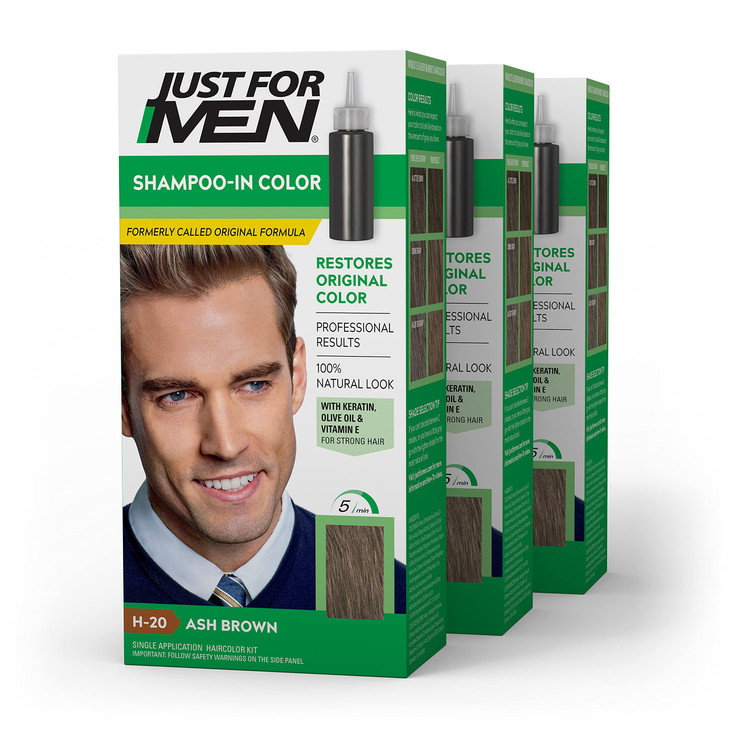 Just For Men ShampooIn Color Formerly Original Formula Mens Hair Color with Keratin and Vitamin E for Stronger Hair Ash