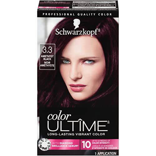 Schwarzkopf Color Ultime 33 Amethyst Black Hair Dye Permanent Intense Black with Diamond Brilliance FadeResistant Covers