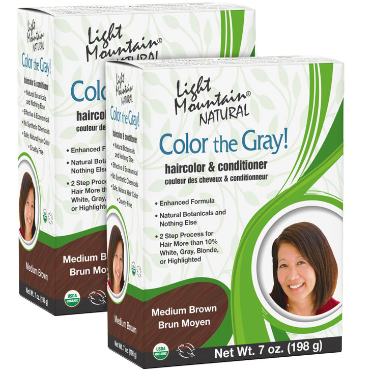 Light Mountain Henna Hair Color Conditioner Color the Gray Medium Brown Hair Dye for MenWomen 2Step ChemicalFree SemiPer