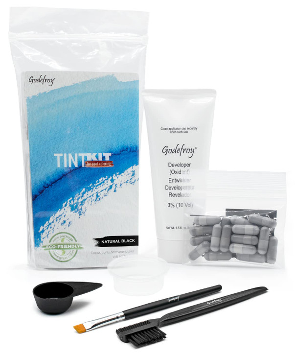Godefroy Hair Color Tint Kit for 100 Gray Coverage Natural Black 20 Applications LongLasting Root TouchUp for Men Women