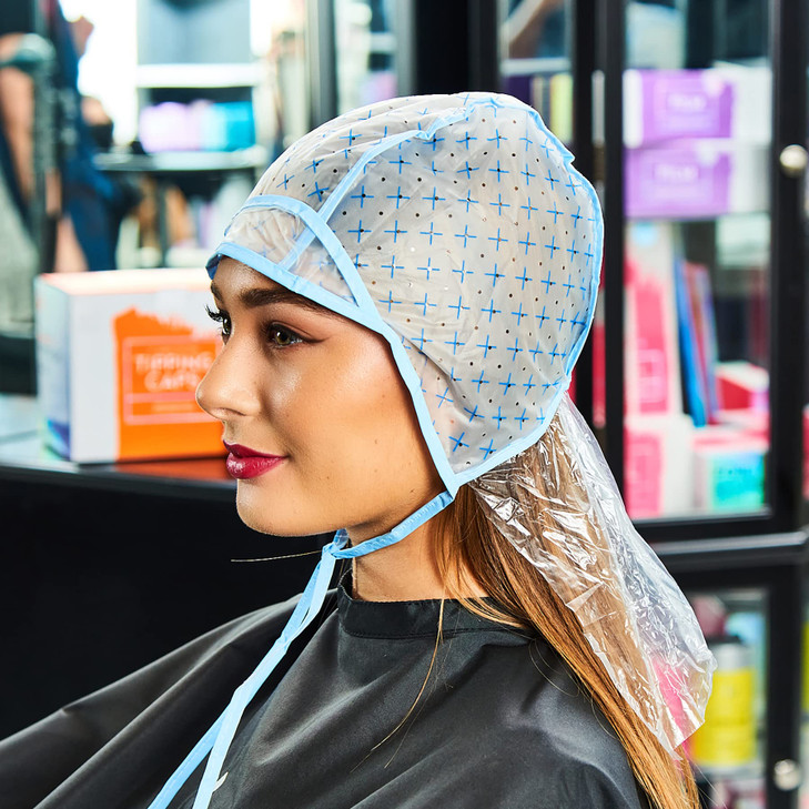 Colortrak 24 Disposable Caps with 2 Needles Kit for Tipping Hair Color and Highlighting Lined Cap with Neck Protector Mi